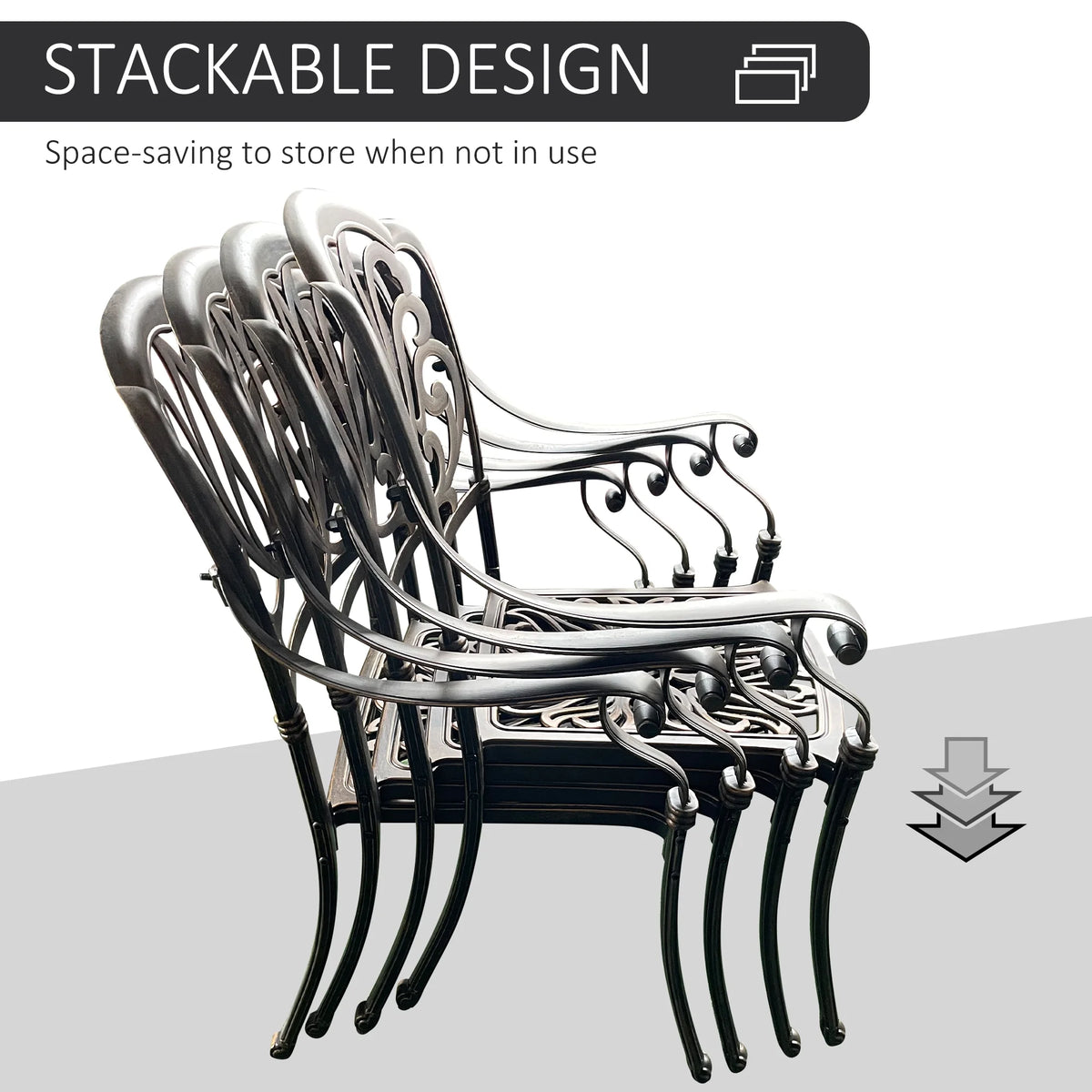 Cast Aluminum Patio Dining Set for 4 Y35376