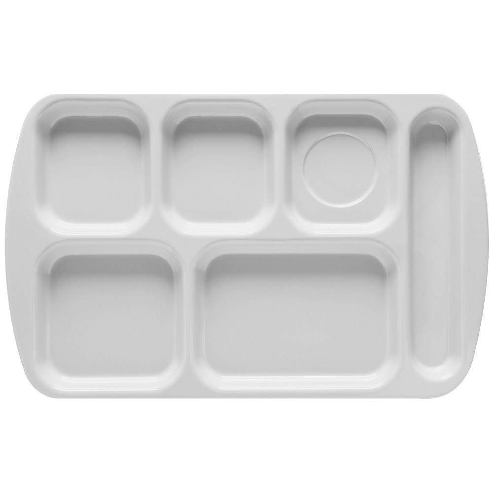 White Six-Compartment Melamine Cafeteria Tray R3657