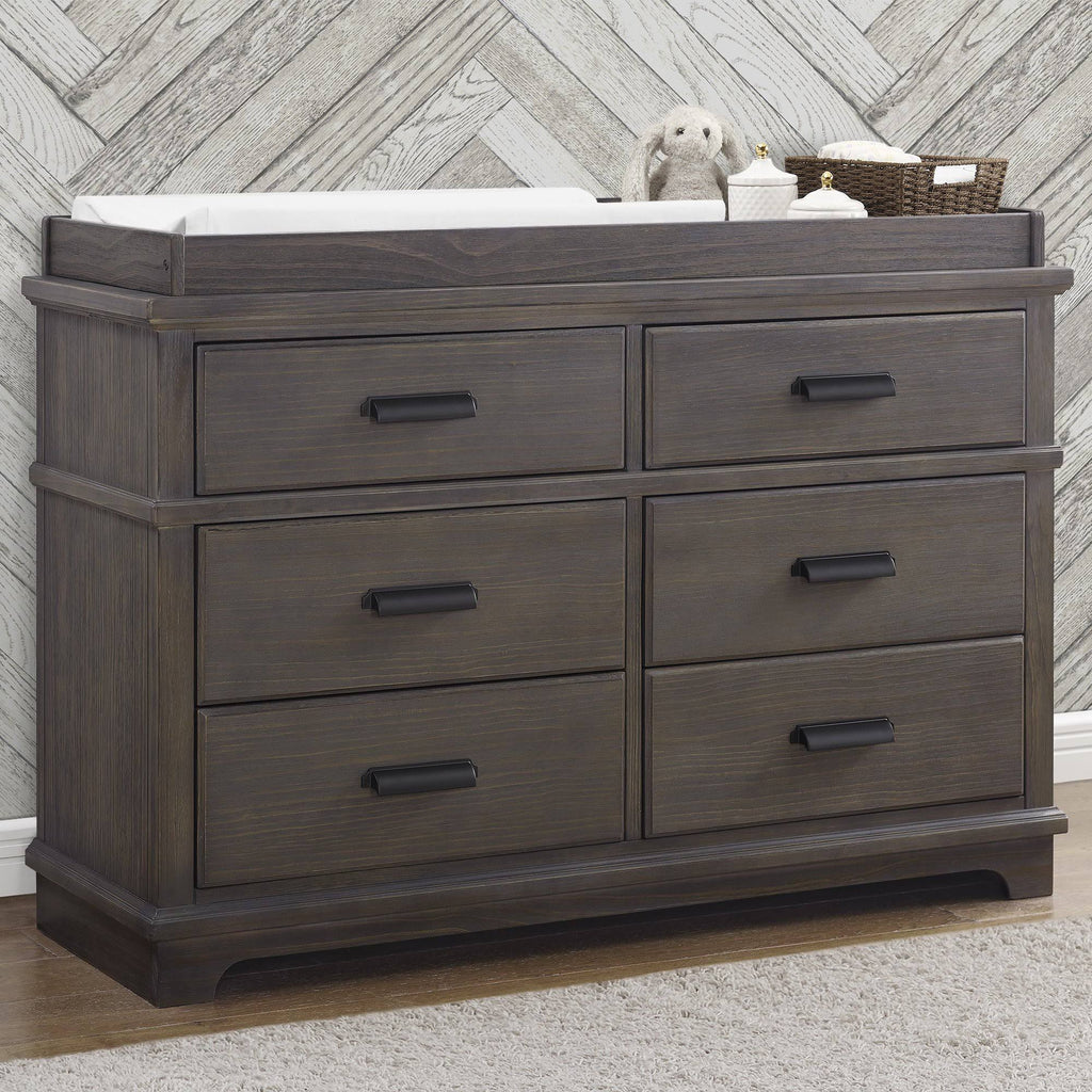 6 Drawer Dresser with Changing Top Rustic Grey R770