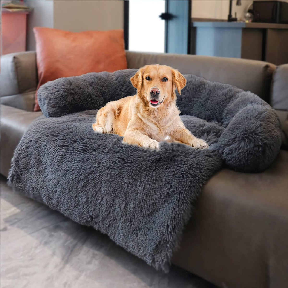Gradient Brown Medium Plush Dog Bed M447