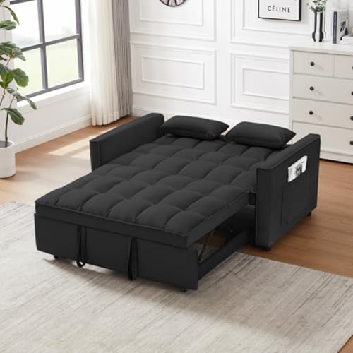 Pink Fabric Convertible Sleeper Sofa Bed with Toss Pillows F946