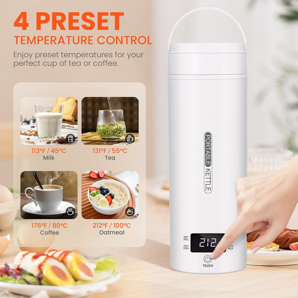 White 17oz Stainless Steel Electric Kettle P8650