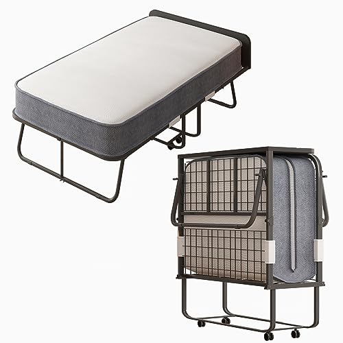 Twin Size Folding Bed with 4" Memory Foam Mattress & Metal Frame T896956