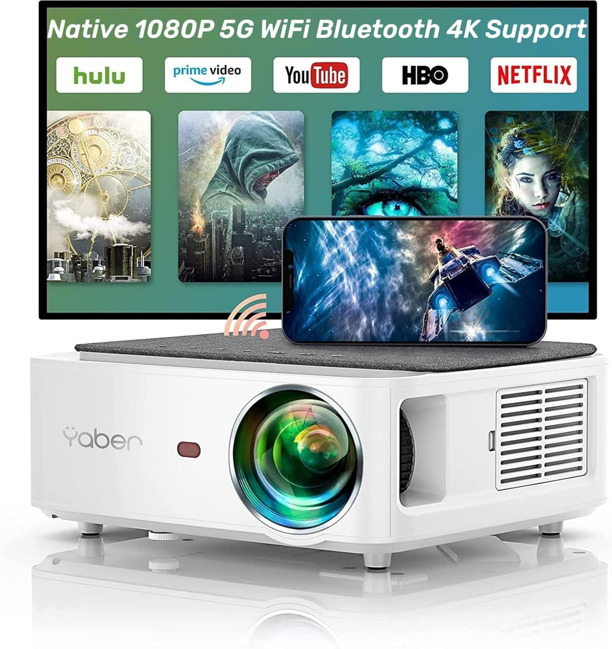 13000L Native 1080P Portable Smart Home Projector with WiFi and Bluetooth S942582