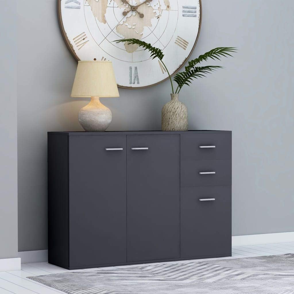 White Sideboard Buffet with 2 Doors and 3 Drawers J383573