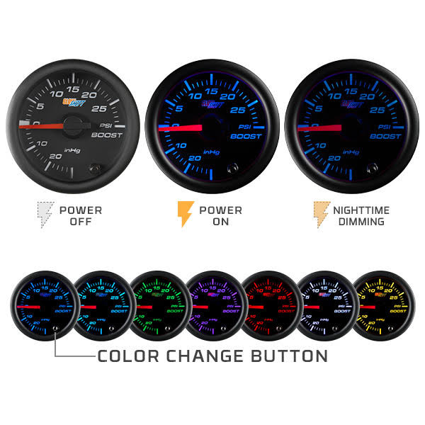 Black 7 Color 100 PSI Fuel Pressure Gauge Kit I295
