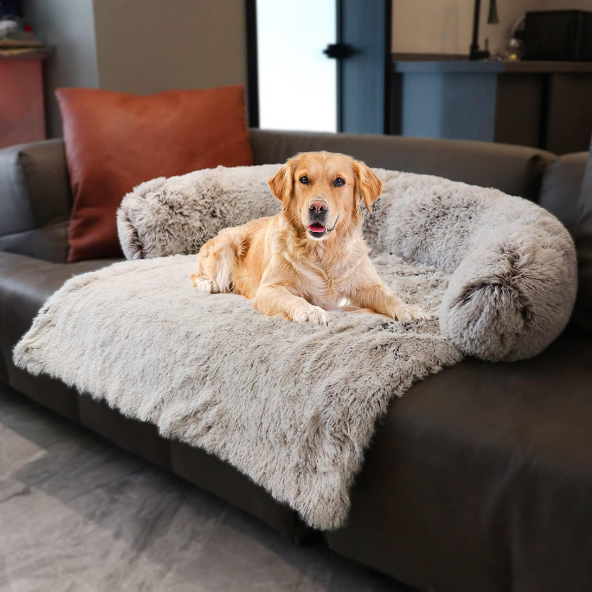 Gradient Brown Medium Plush Dog Bed M447