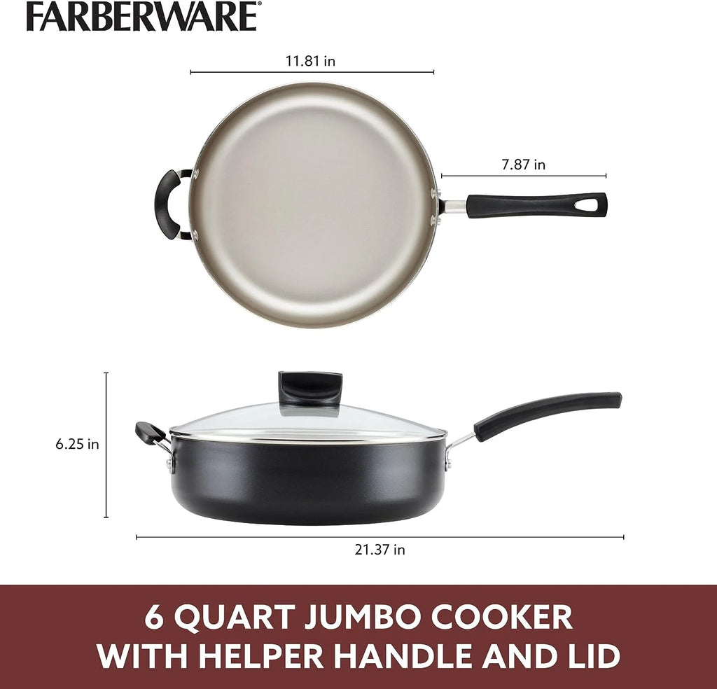 Black 6 Quart Nonstick Saute Pan with Lid E600