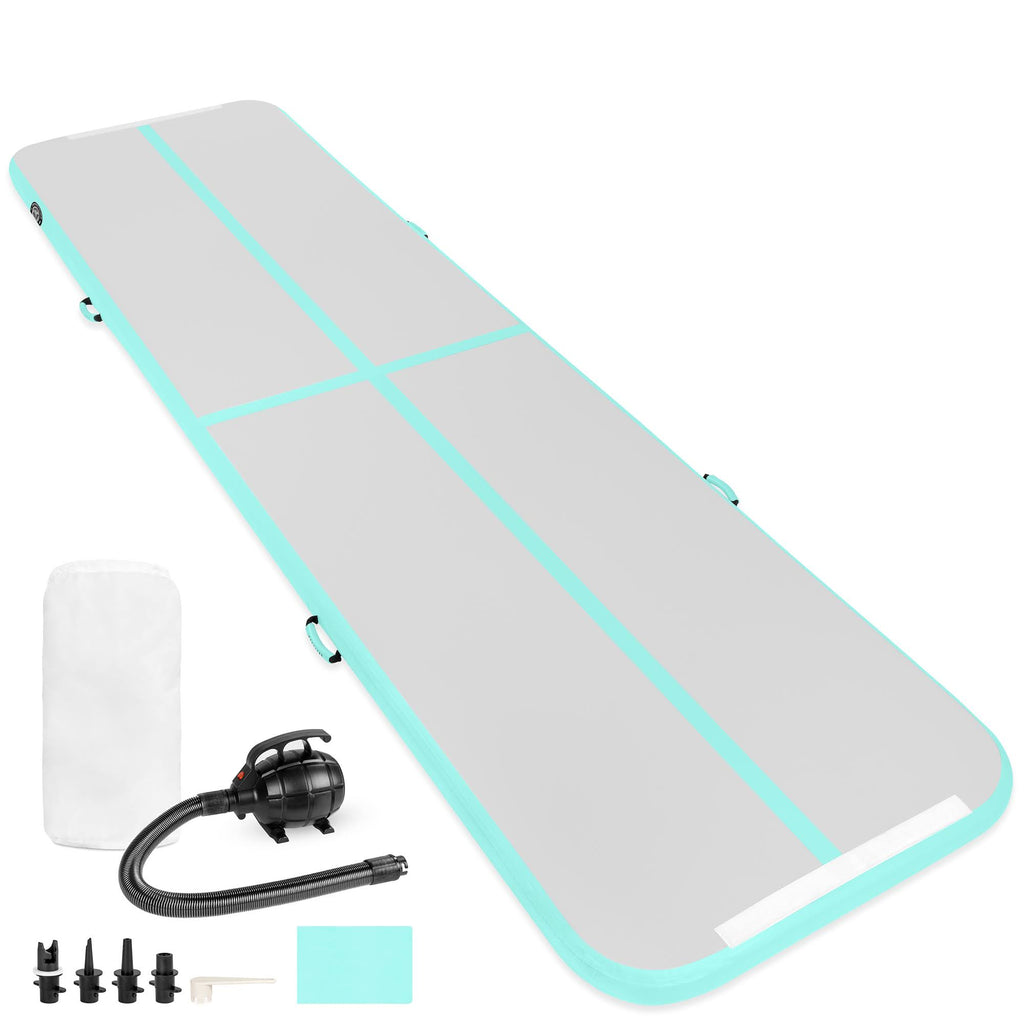 20ft Portable Inflatable Gymnastics Tumbling Air Floor Mat with Pump Carry Bag Green Y3060