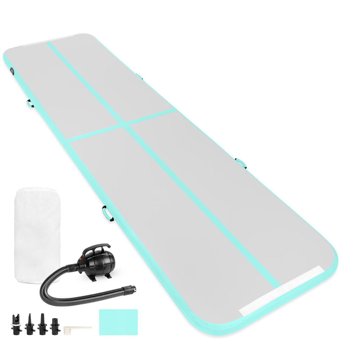 20ft Portable Inflatable Gymnastics Tumbling Air Floor Mat with Pump Carry Bag Green Y3060