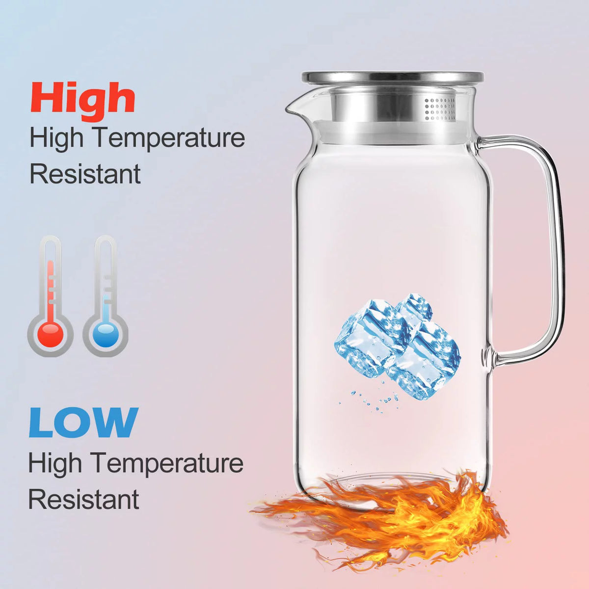 35 Ounces Glass Pitcher with Lid O586