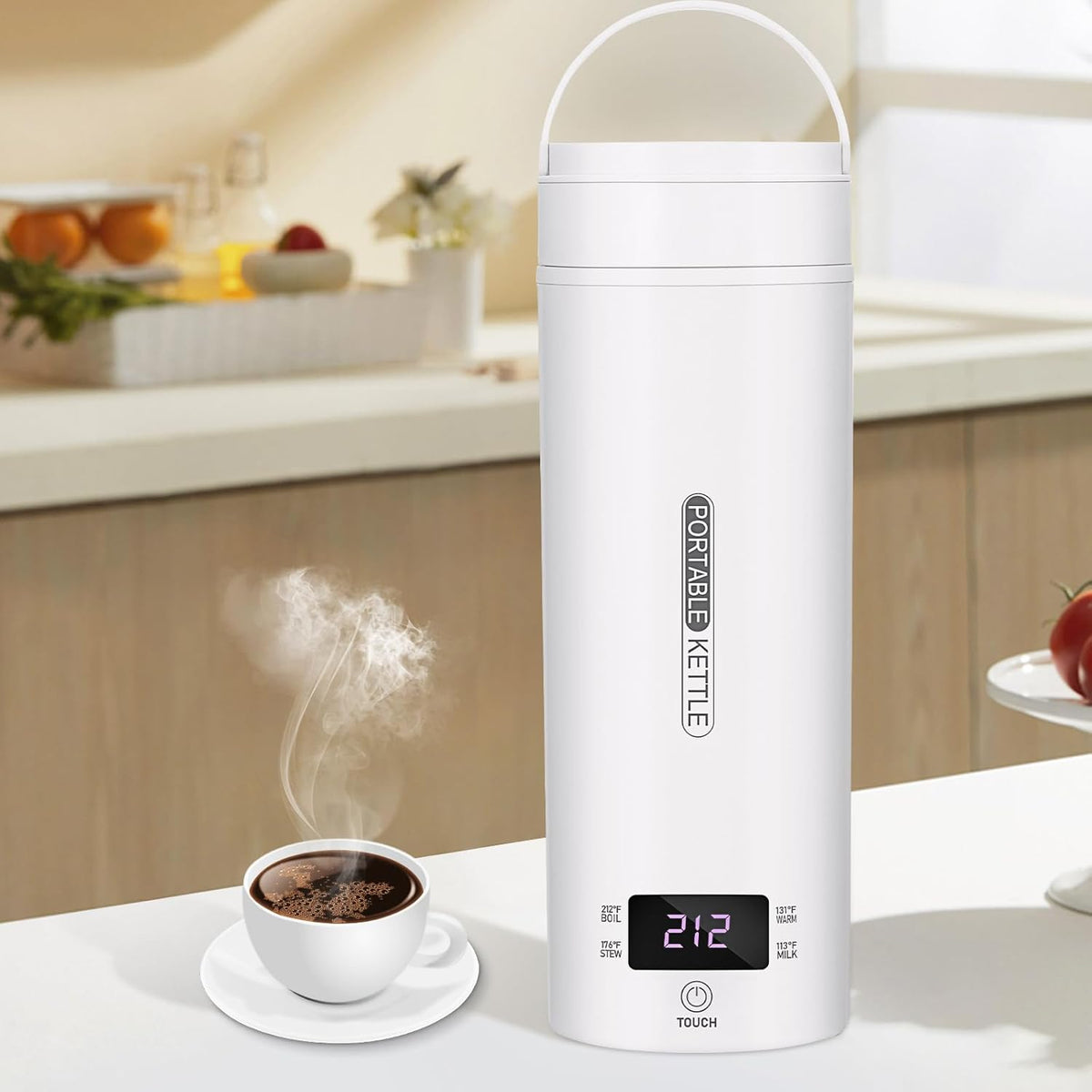 White 17oz Stainless Steel Electric Kettle P8650