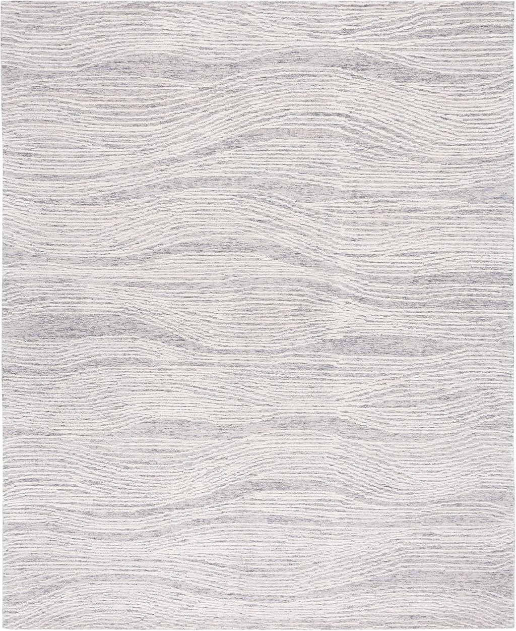 Grey & Ivory 8' x 10' Handmade Wool Area Rug Y5881