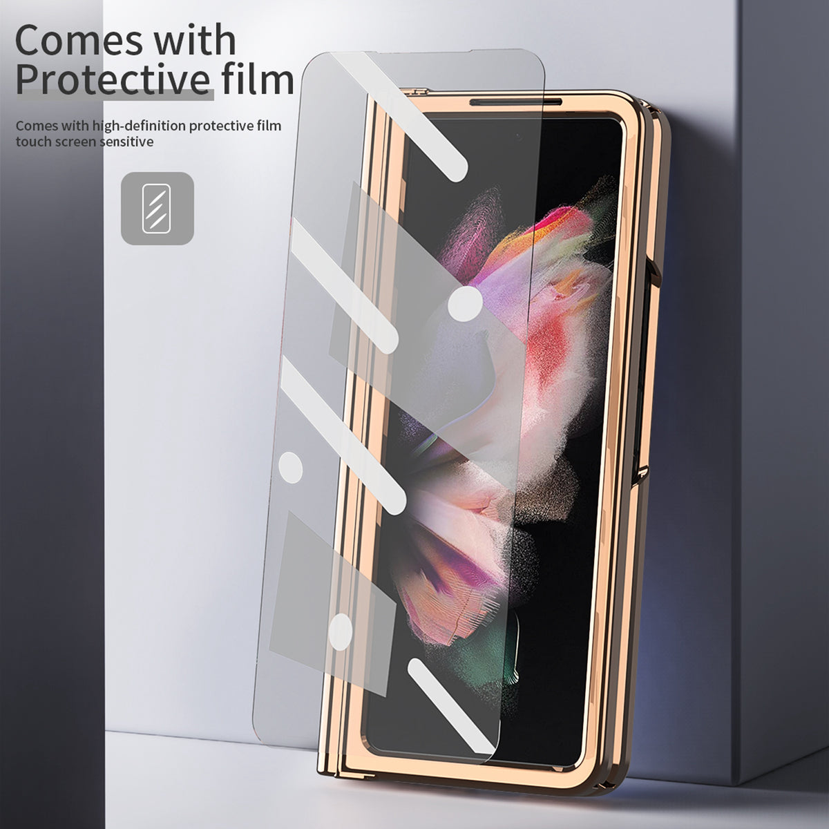 White PC + PU Leather Phone Case for Samsung Z Fold 3 5G E8674