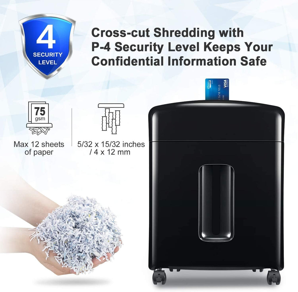 12-Sheet Micro Cut Paper Shredder with Pullout Basket M6084