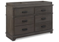 6 Drawer Dresser with Changing Top Rustic Grey R770