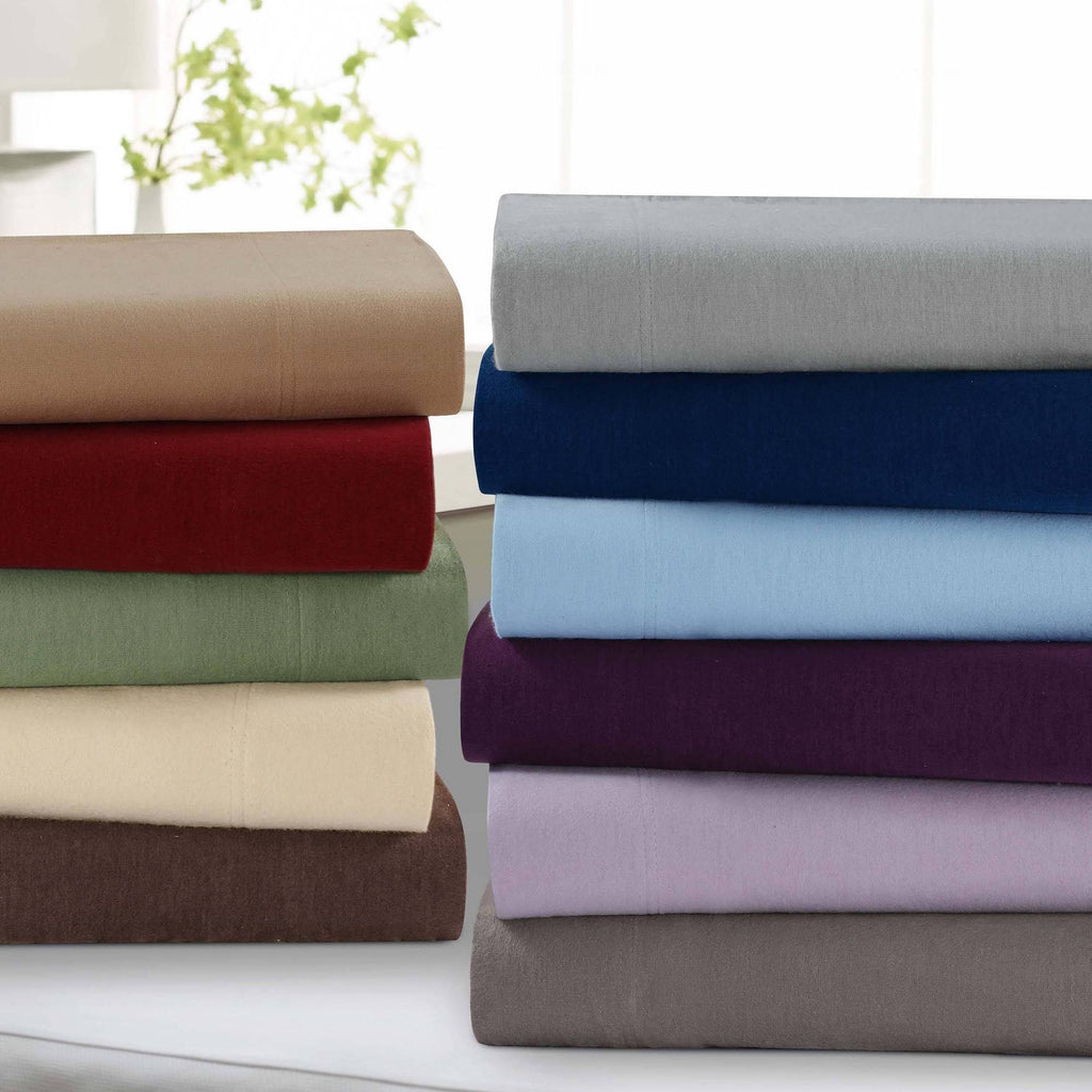Queen Heavyweight Flannel Solid Fitted Sheet Deep Red J51711