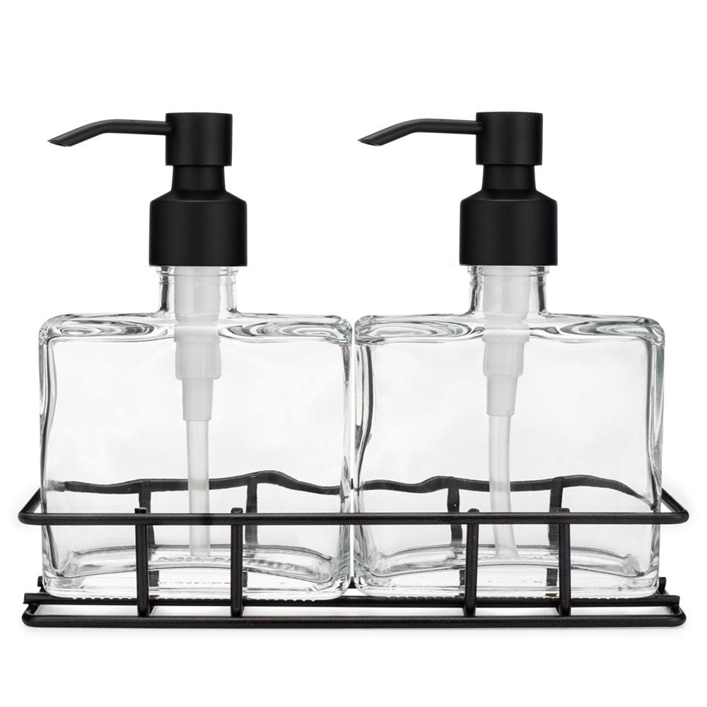 Glass Soap Dispenser Set with Pump and Metal Stand U5049