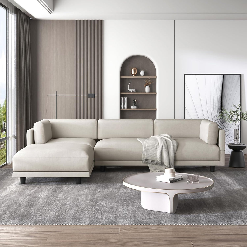 L Shaped Modular Sectional Sofa with Extra Wide Chaise and Polyester Blend Upholstery X5666
