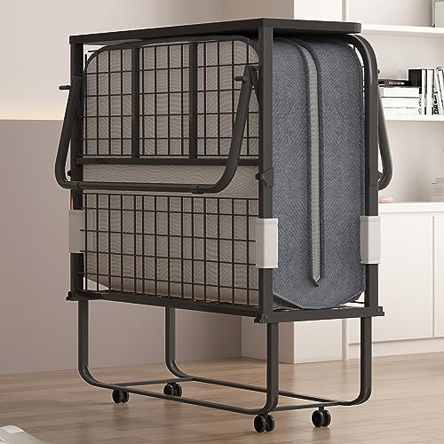 Twin Size Folding Bed with 4" Memory Foam Mattress & Metal Frame T896956