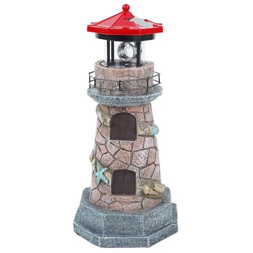 11.5" Outdoor Garden Lighthouse Decor with Rotating Beacon S144