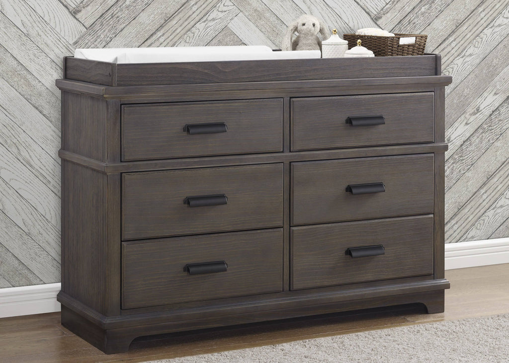 6 Drawer Dresser with Changing Top Rustic Grey R770
