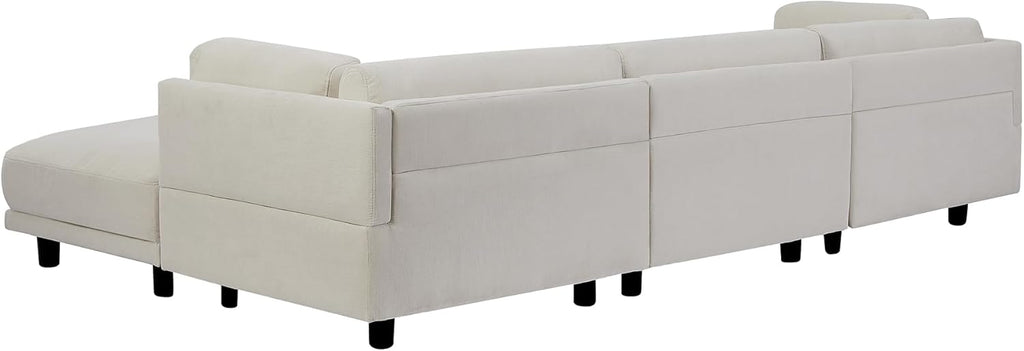 L Shaped Modular Sectional Sofa with Extra Wide Chaise and Polyester Blend Upholstery X5666
