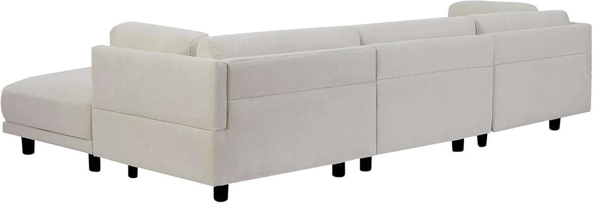 L Shaped Modular Sectional Sofa with Extra Wide Chaise and Polyester Blend Upholstery X5666