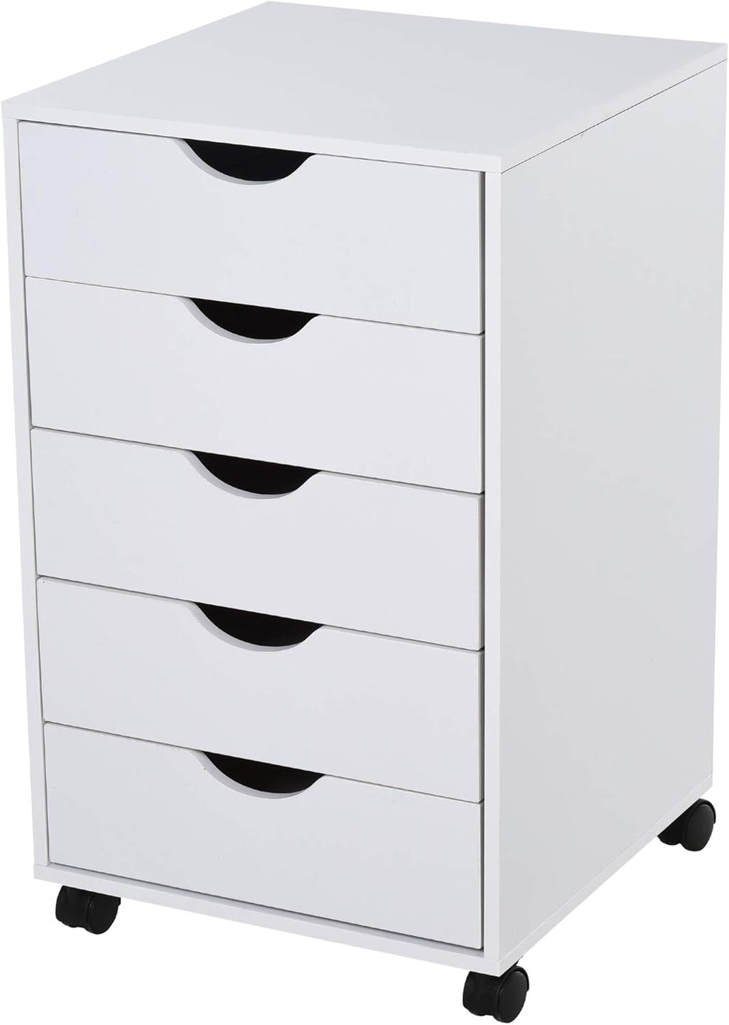 White 5 Drawer File Cabinet with Wheels E176