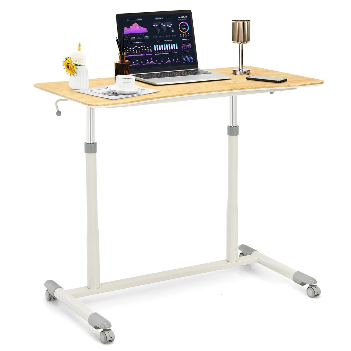 Height Adjustable Standing Desk with Lockable Casters W7993