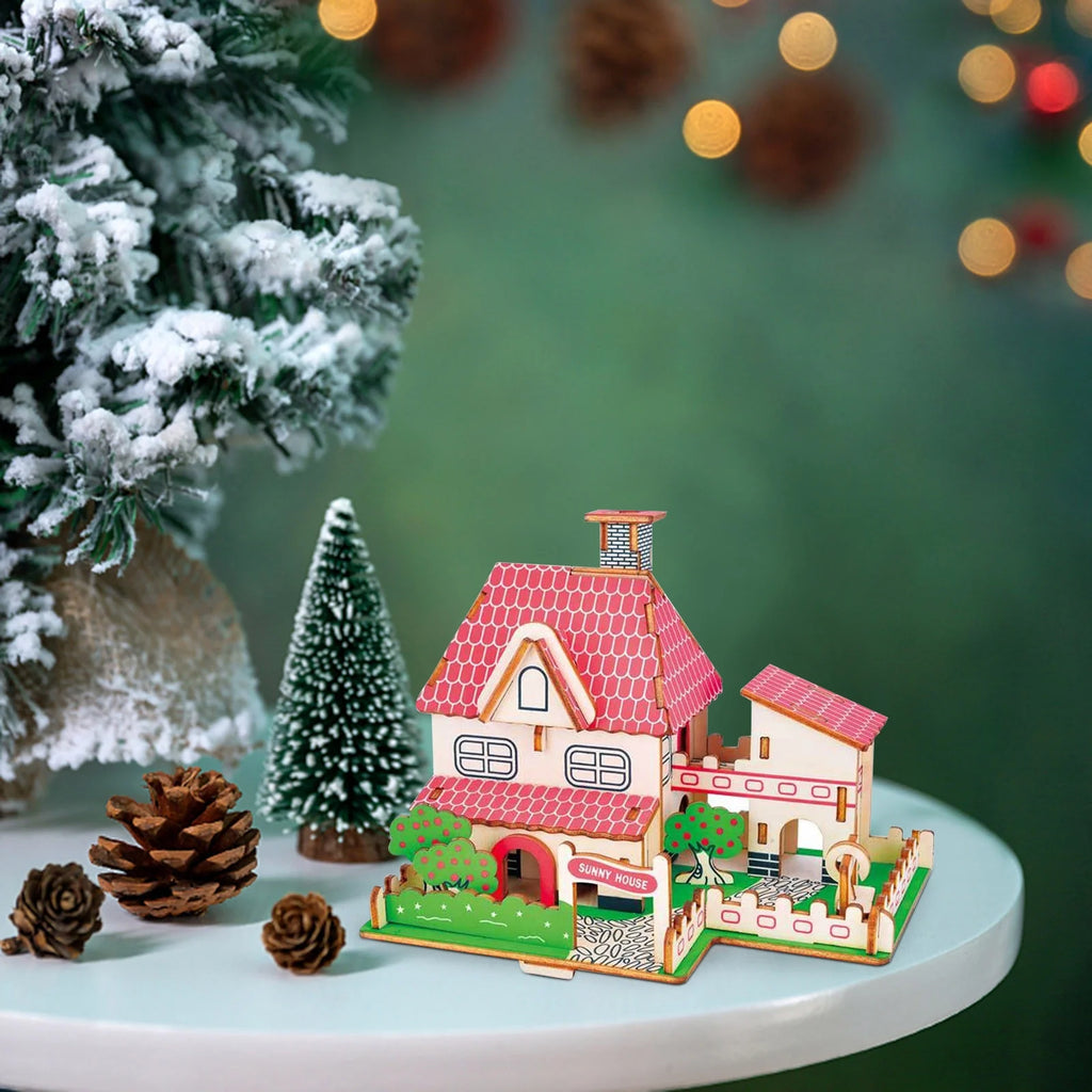 45Pcs 3D Wooden Puzzles DIY Building Model Toys N407