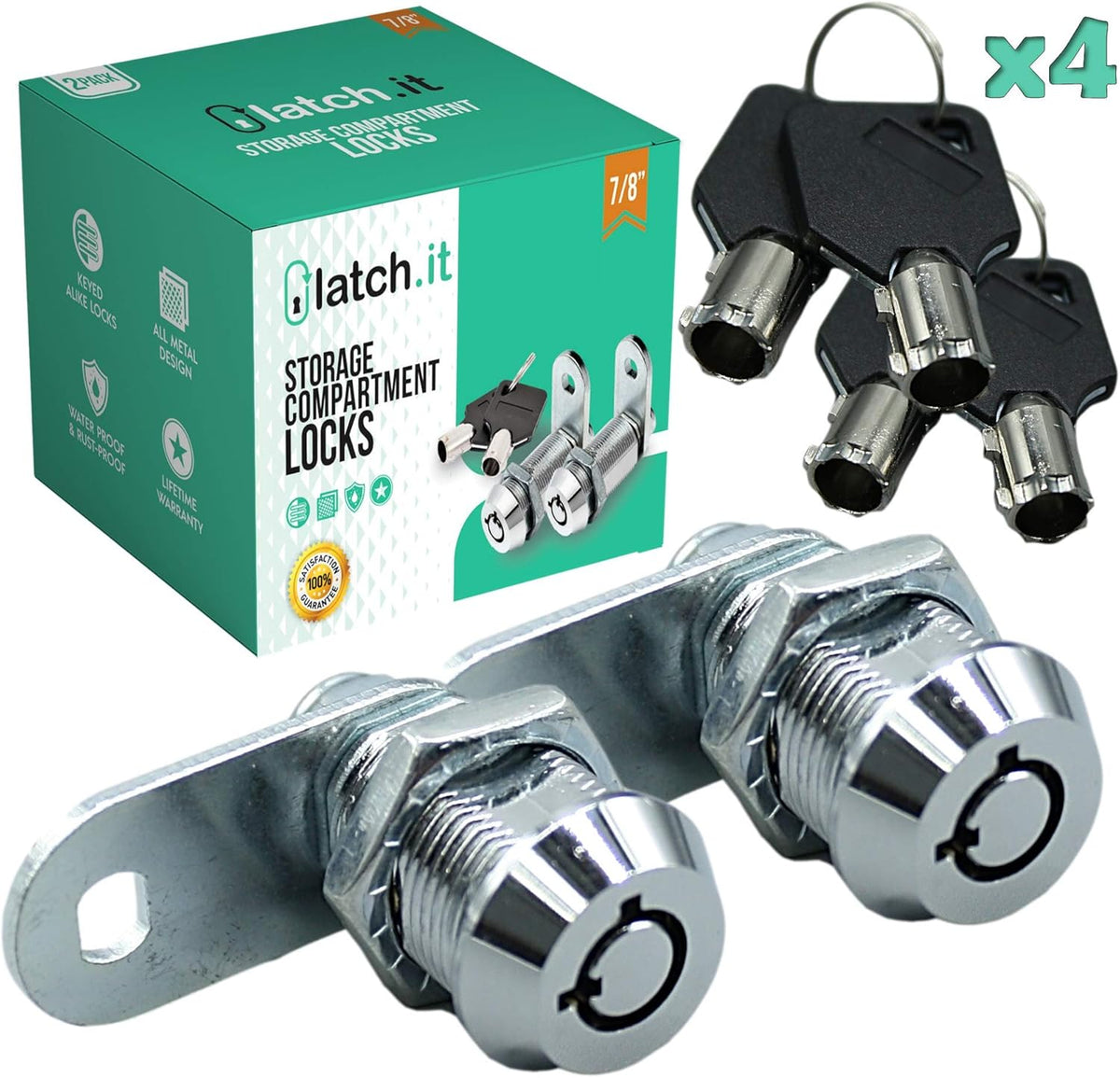 10-Pack 100% Metal RV Cam Locks with 20 Keys C575