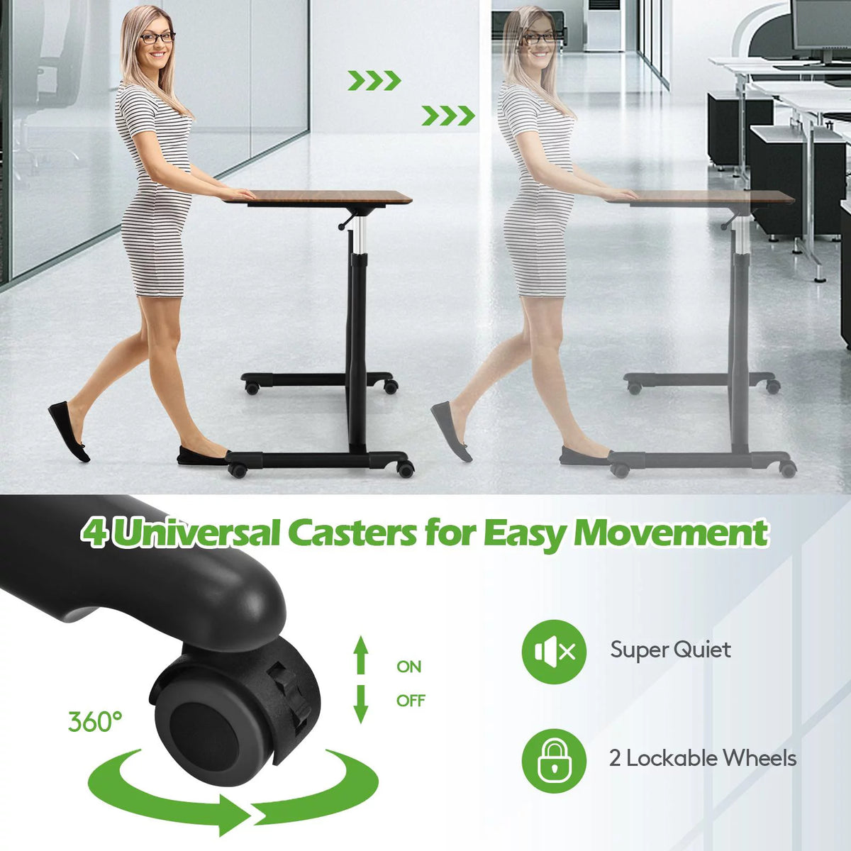 Height Adjustable Standing Desk with Lockable Casters W7993
