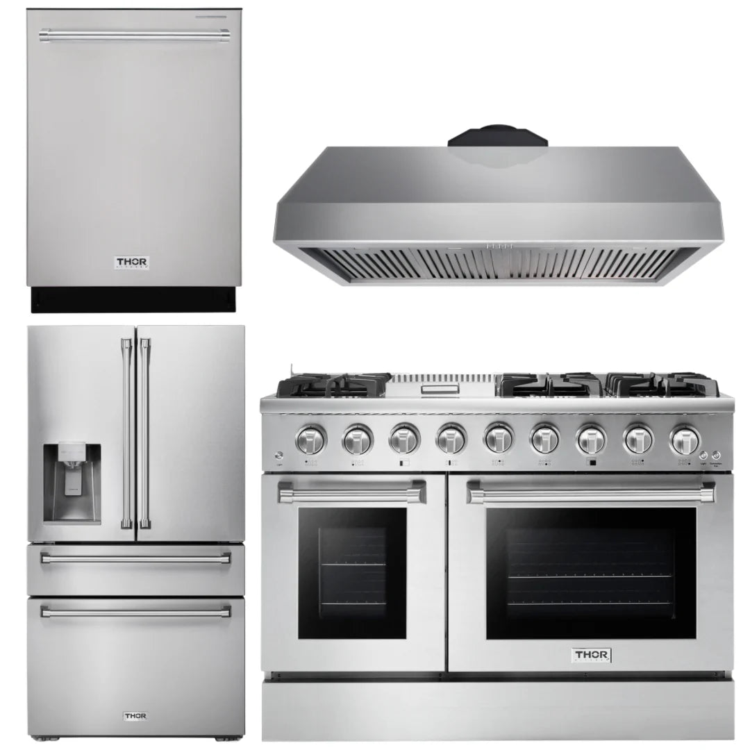 48 Propane Gas Range, Range Hood, Refrigerator, Dishwasher C72353