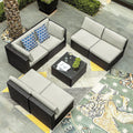 7 Piece PE Rattan Wicker Sectional Sofa Set with Table Cushions I250106