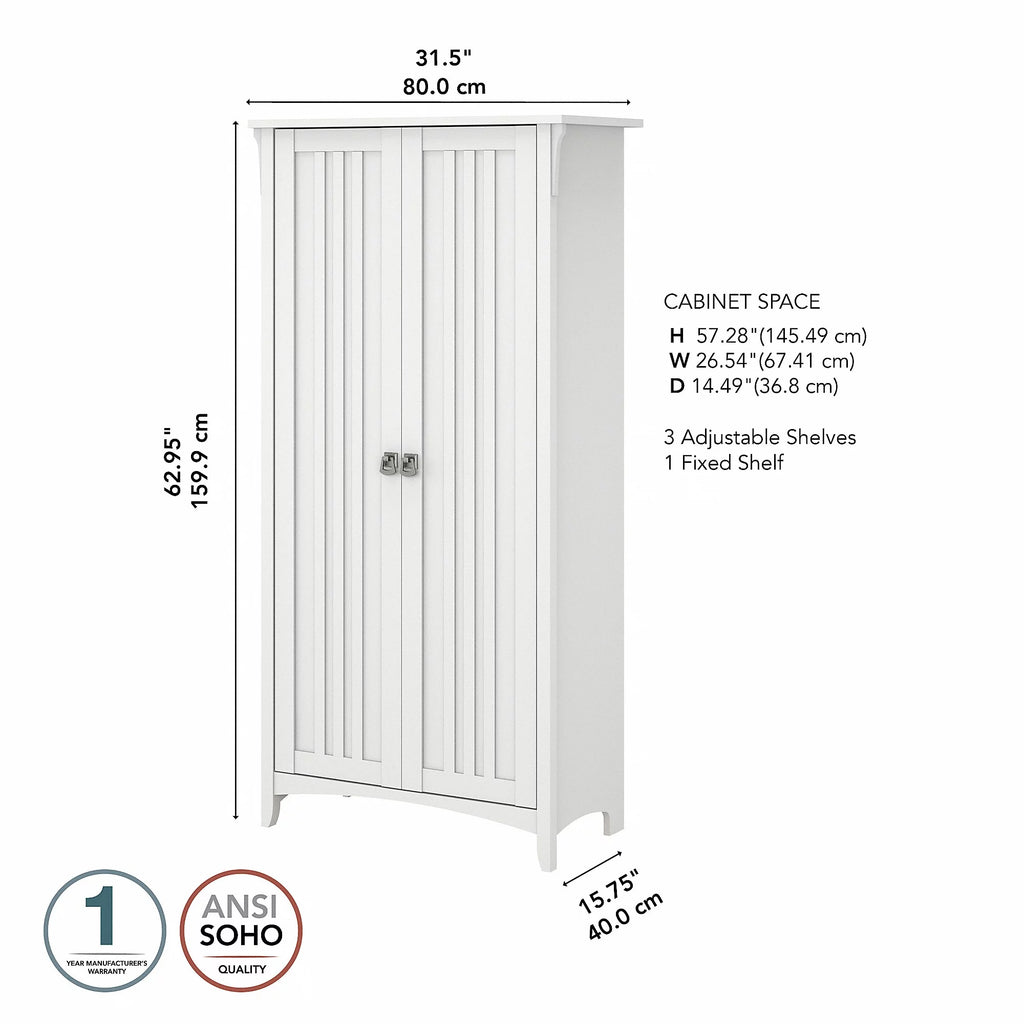 White Engineered Wood Kitchen Pantry Cabinet with Doors I1283