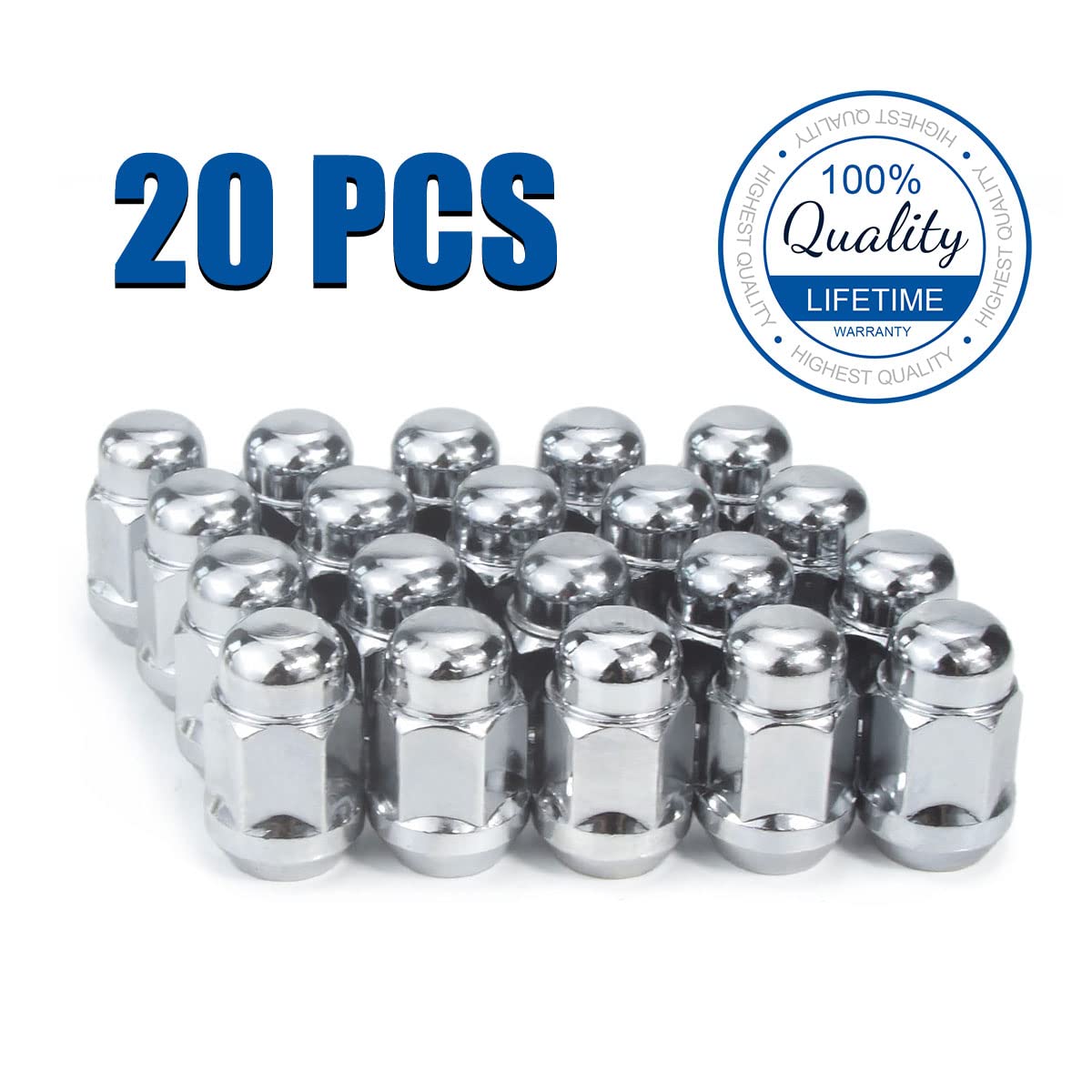 M12x1.5 Chrome Closed End Bulge Acorn Lug Nuts 20 Pack B848313