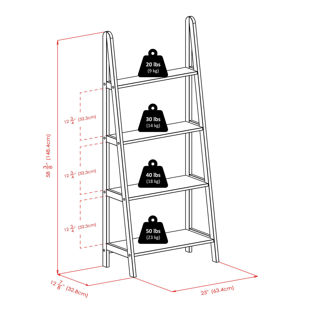 Espresso 4-Tier A-Frame Shelf W157