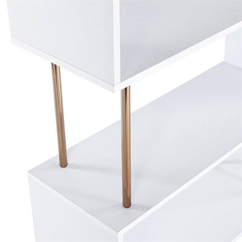 White and Champagne 4 Shelf Bookcase Y168