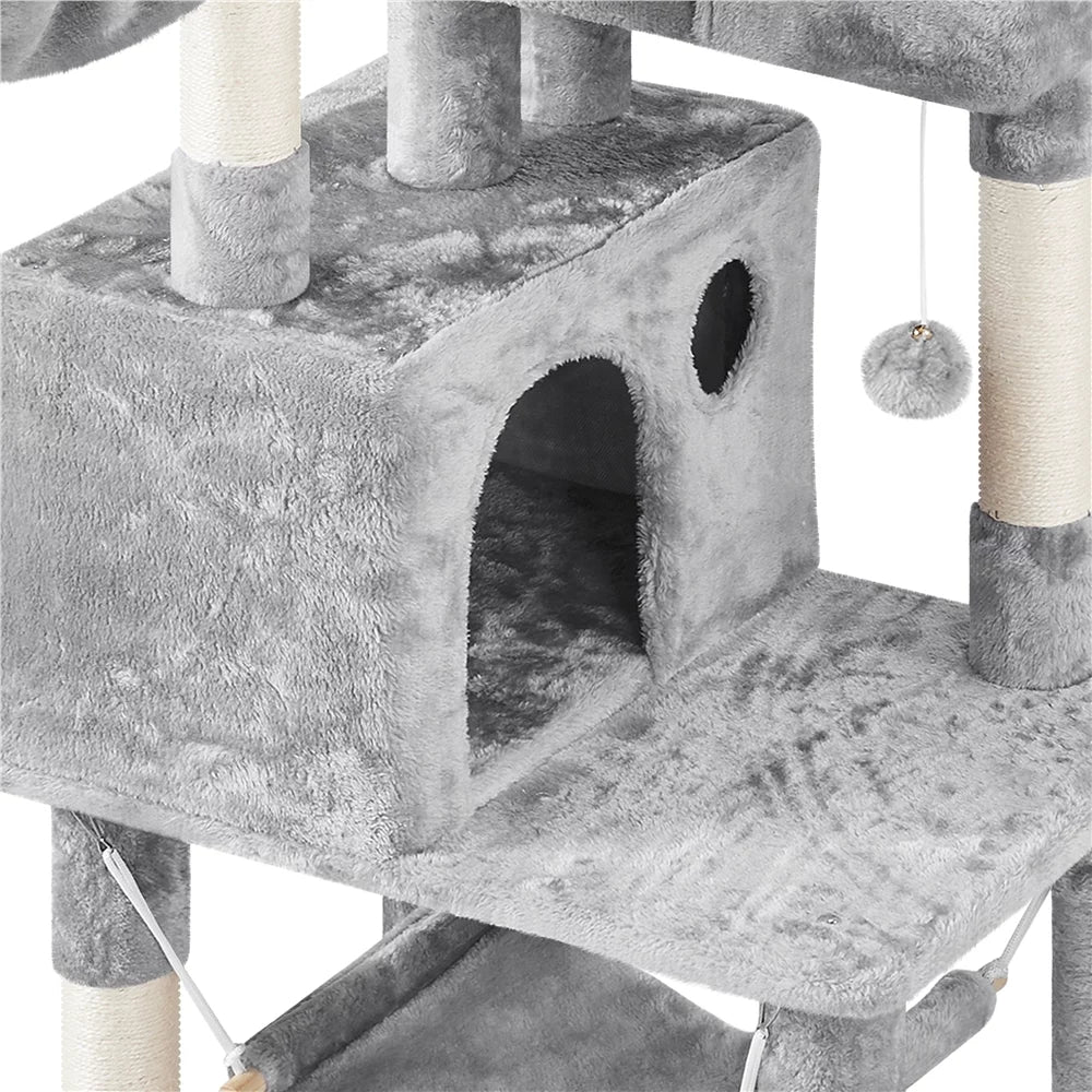 Light Gray Multilevel Cat Tree with 2 Condos O248