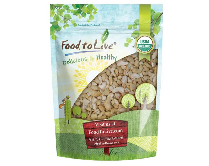 Organic Cashew Pieces, 8 Pounds, Raw, Unsalted, Unroasted, Bulk C4096