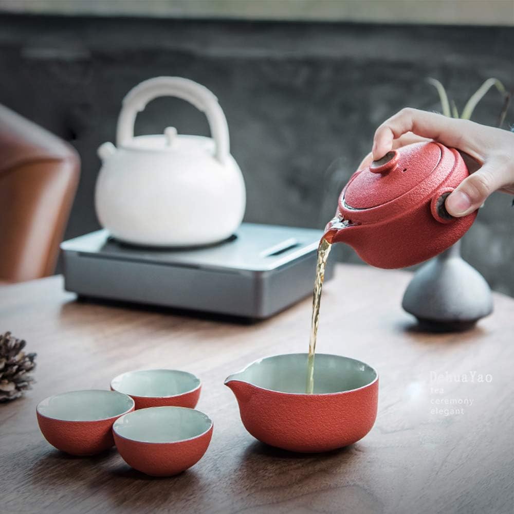 Ceramic Teapot with 4pcs Cups Travel Tea Set T524