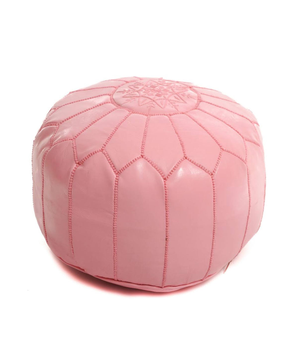 Pink Handmade Moroccan Leather Pouf Ottoman P8652