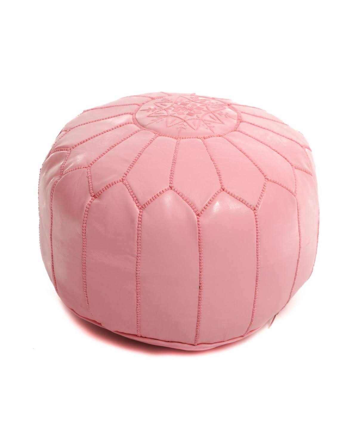 Pink Handmade Moroccan Leather Pouf Ottoman P8652