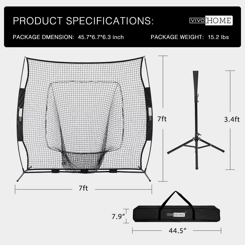 7x7Ft Baseball Softball Practice Net with Carry Bag S521102