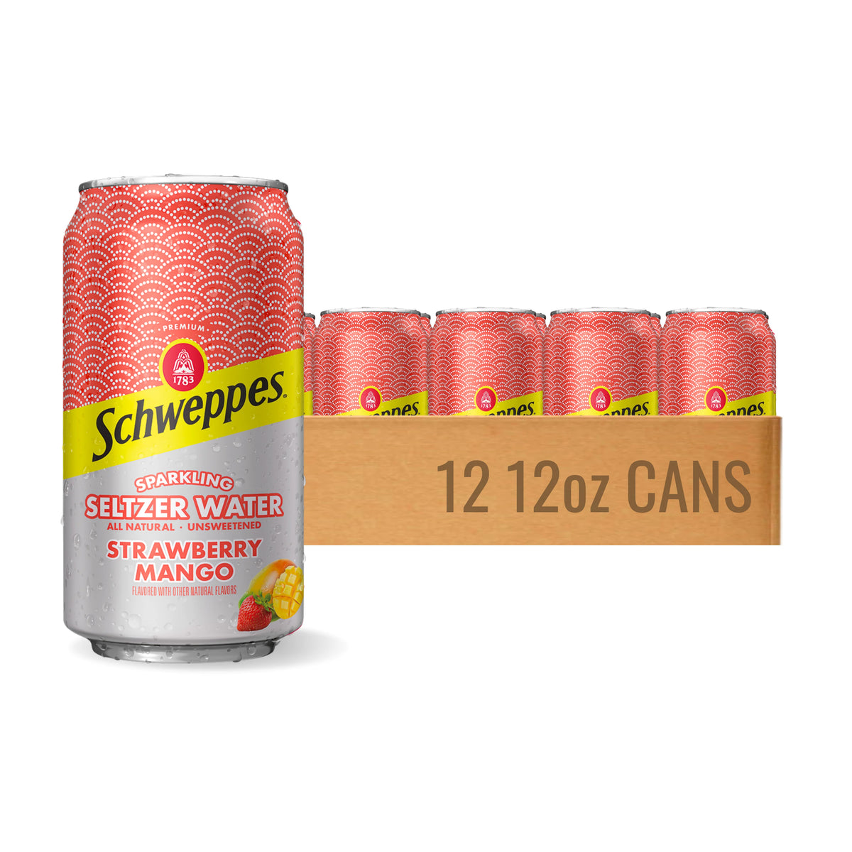 Strawberry Mango Sparkling Seltzer Water, 12 Pack, 12oz Cans W12794