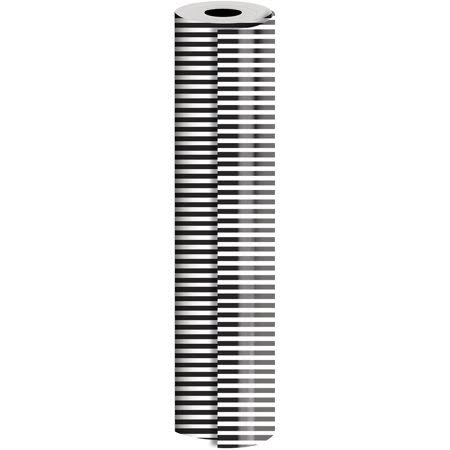 Industrial Size Wrapping Paper Rolls, Black White Stripe, Full Ream E14837