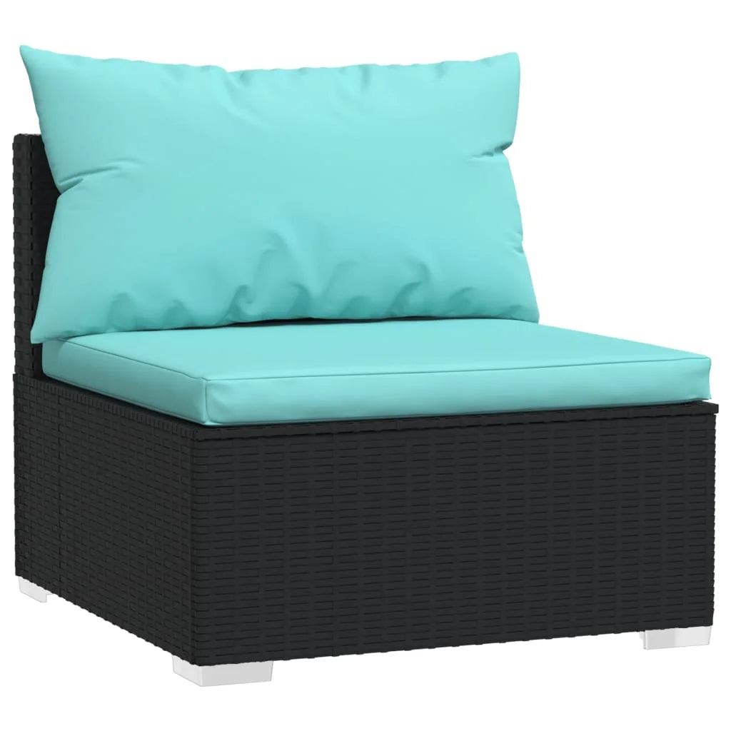 2 Piece Patio Furniture Set with Cushions Poly Rattan Black S8675