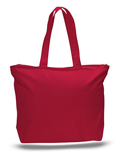 6 Pack Large Canvas Tote Bag with Zippered Closure E66457