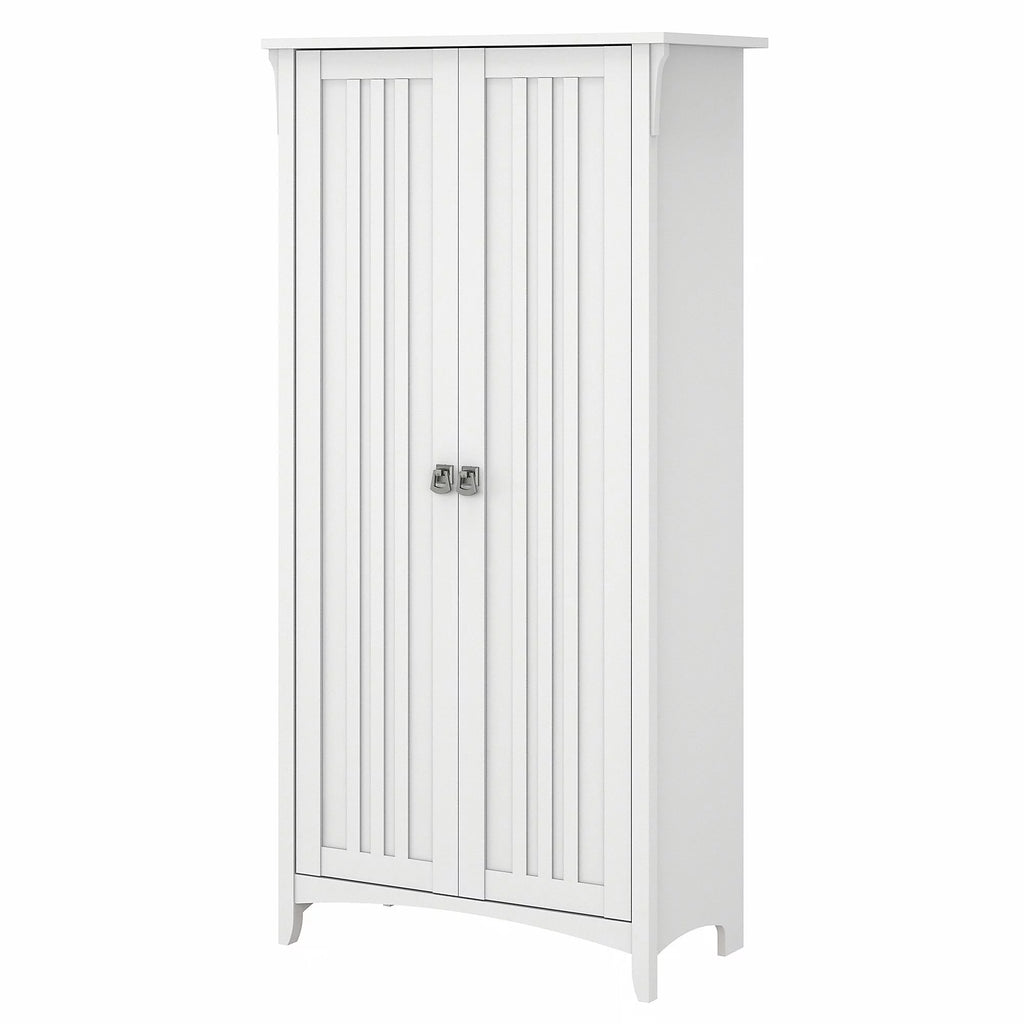 White Engineered Wood Kitchen Pantry Cabinet with Doors I1283